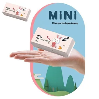 Mini Portable Wet Wipes - 64 (8 Packs x 8 Pieces Each)
