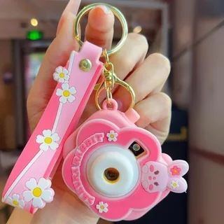 Pink Flower Bunny Projector Keychain - Keychain Key Ring Bag Pendant