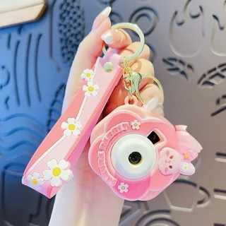 Pink Flower Bunny Projector Keychain - Keychain Key Ring Bag Pendant