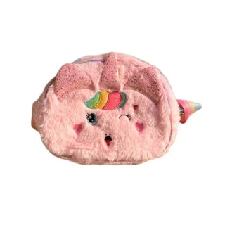 Unicorn Plush Crossbody Purse - Kids Cute Shoulder Bag - Pink