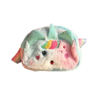 Unicorn Plush Crossbody Purse - Kids Cute Shoulder Bag - Blue