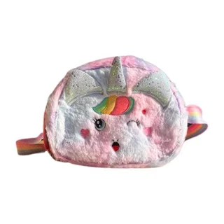 Unicorn Plush Crossbody Purse - Kids Cute Shoulder Bag - Purple