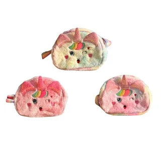 Unicorn Plush Crossbody Purse - Kids Cute Shoulder Bag - Purple