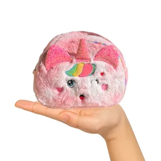 Unicorn Plush Crossbody Purse - Kids Cute Shoulder Bag - Red