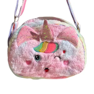 Unicorn Plush Crossbody Purse - Kids Cute Shoulder Bag - Green
