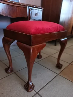 Imbuia wood dressing table with swivel gladed mirror and chair
