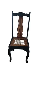 Kiaat solid wood rustic partially painted chairs  set of 6 black chairs