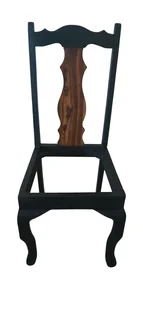 Kiaat solid wood rustic partially painted chairs  set of 6 black chairs