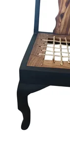 Kiaat solid wood rustic partially painted chairs  set of 6 black chairs