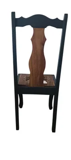 Kiaat solid wood rustic partially painted chairs  set of 6 black chairs