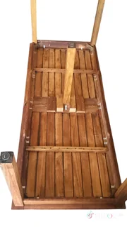 Teak  patio table size 200 cm long by  84 cm wide