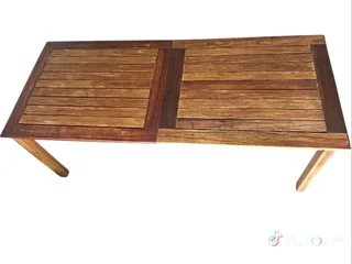 Teak  patio table size 200 cm long by  84 cm wide