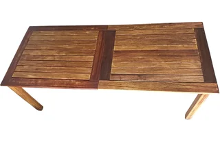 Teak  patio table size 200 cm long by  84 cm wide