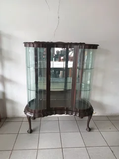 Imbuia ball and claw feet Glass Display Cabinet