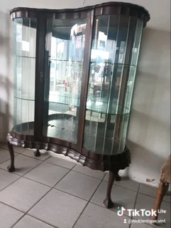 Imbuia ball and claw feet Glass Display Cabinet