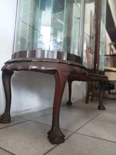 Imbuia ball and claw feet Glass Display Cabinet