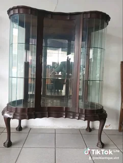 Imbuia ball and claw feet Glass Display Cabinet