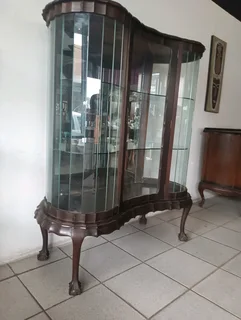 Imbuia ball and claw feet Glass Display Cabinet