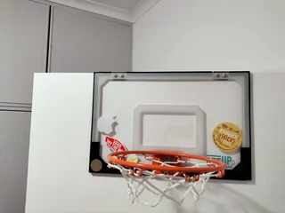 Indoor basketball hoop with ball and pump included, pristine like new condition