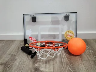 Indoor basketball hoop with ball and pump included, pristine like new condition