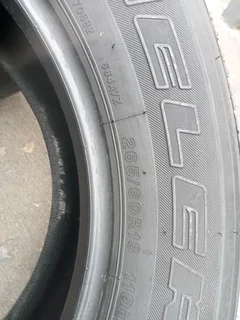 2x 265/60/R18 BRIDGESTONE DUELER TYRES 95%THREAD LIFE CALL NATAL 0688190717