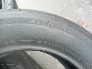 2x 215/60/R17 BRIDGESTONE ALENZA TYRES 98%THREAD LIFE CALL NATAL 0688190717