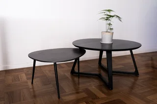 Modern Nesting Table Set – Wood & Metal