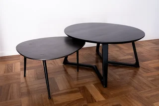 Modern Nesting Table Set – Wood &amp; Metal