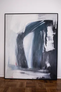 Large Blue Abstract Oil Painting