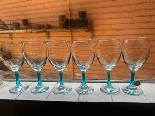 Elegant Blue-Stem Wine Glass Set (6pcs) | Modern, Classy &amp; Perfect for Any Home