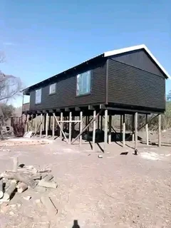 Log Home 11,5m×8m with 3 Bedrooms, 1 Bathroom, Kitchen area, Lounge area, Balcony and Car Parkings.