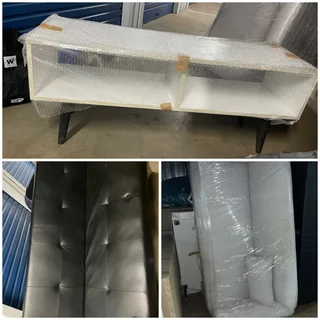 TV stand, sleeper couch and 3 seater couch
