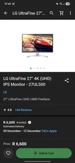 LG 27 Inch 4K IPS Monitor
