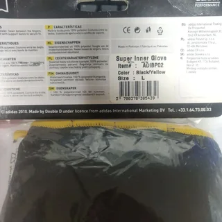 Adidas Super Inner Glove Padded Large - Black &amp; Yellow