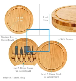 Serving Cheese Board &amp; Cheese Knife Tool Set