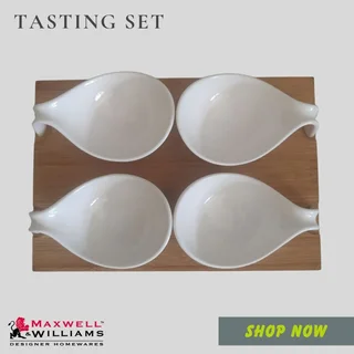 Maxwell &amp; Williams White Basics Bamboo Tasting Set