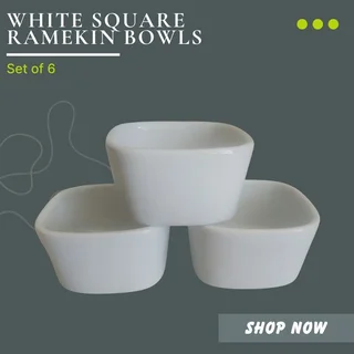 Porcelain Classic Square Bowls (Set of 6)