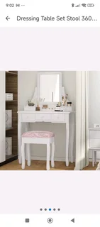 Dressing Table White with mirror and chair