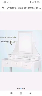 Dressing Table White with mirror and chair