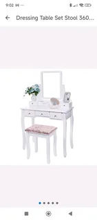 Dressing Table White with mirror and chair