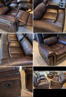 Leather recliner lounge suite
