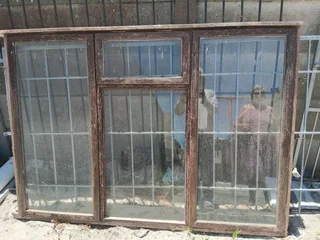 173 cm length 120 width wooden glass window