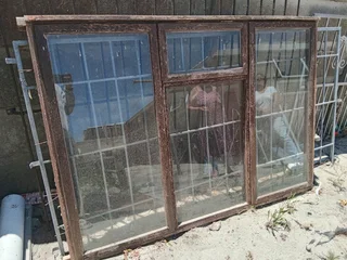 173 cm length 120 width wooden glass window