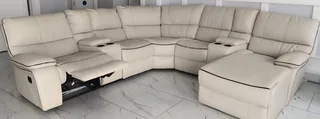 White leather corner couch
