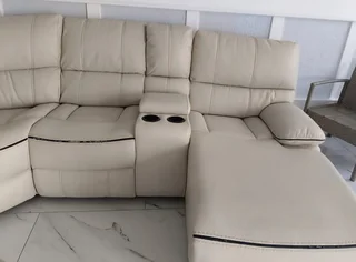 White leather corner couch