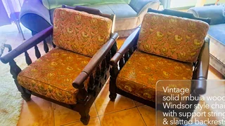 Vintage Imbuia Wood Lounge Chairs