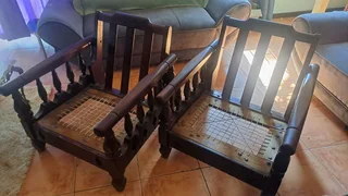 Vintage Imbuia Wood Lounge Chairs