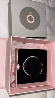 Pandora Red Sparkling Heart Tennis Bracelet.