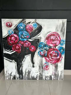 Modern Abstract floral Grand Piano Canvas Art