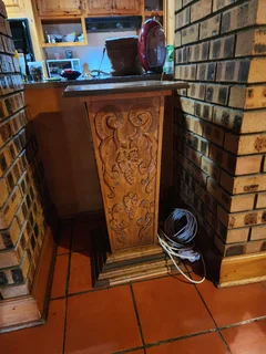 Hand carved vintage wooden pedestal